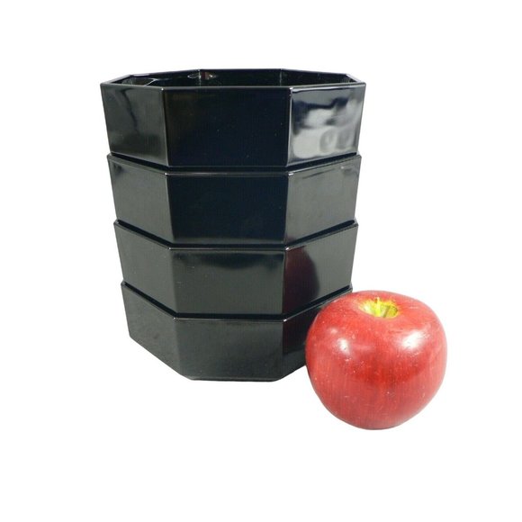 Bridge Bowls Party Snack Cocktail Nuts, Condiment Octagon 4pc Set Blk - Picture 6 of 11